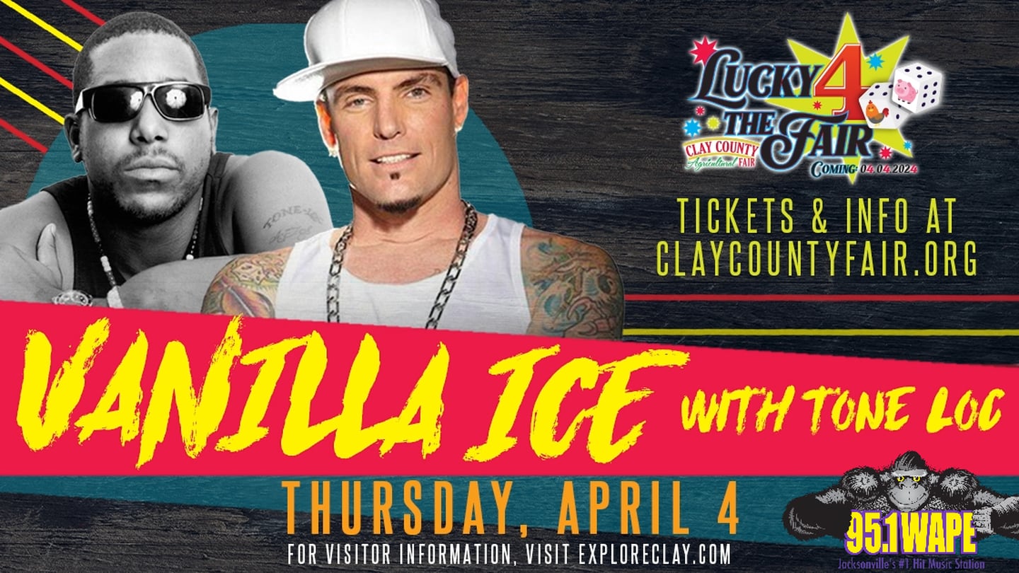 Dance along with Vanilla Ice at the Clay County Fair with 95.1 WAPE